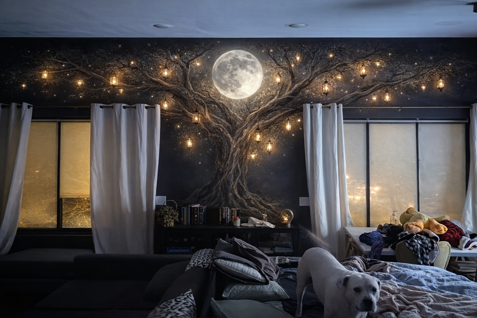 Lantern tree envisioned on back wall